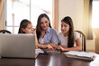 © peopleimages.com - Mother, children and tablet for education at house of online learning, study website and homework research. Family, girls and digital of books for reading assessment, project information and teaching