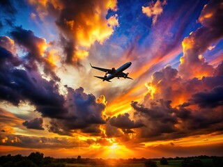 Wall Mural - Airplane Silhouettes with Dreamy Bokeh