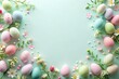 © yuwaree - Charming pastel Easter egg border with delicate floral sprigs and soft springtime accents