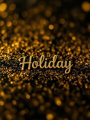 Holiday banner gold glitter gold and black patal on a black background glitter dust particle Ultra realistic 