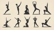 © Rauf - Vector icons of yoga people silhouettes in various poses.