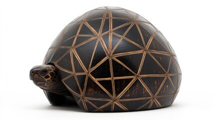 Uncommon pet Burmese star tortoise, its intricately patterned shell isolated against a white background.