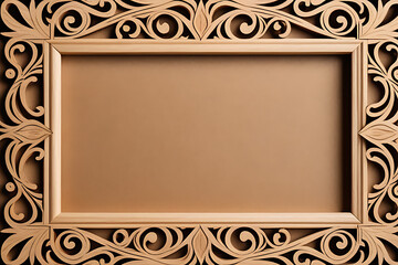 natural wood frame intricate design cut