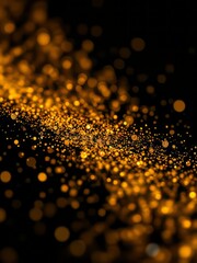 Shiny golden particles on black background glitter dust particle Ultra realistic 