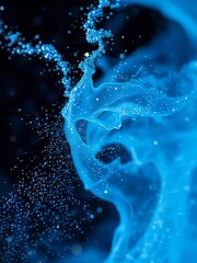 Glitter mist swirl paint water splash defocused blue color shimmering dust particles texture glowing smoke flow abstract art background generative ai glitter dust particle Ultra realistic 