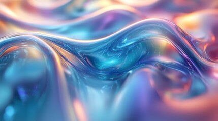 Fototapete - A blend of colorful wave patterns creates a mesmerizing visual effect, showcasing smooth curves and shimmering light in an artistic context. The design radiates vibrant energy.