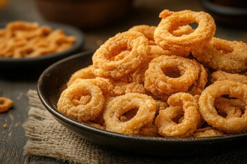 Crispy Fried Onion Rings on a Rustic Plate