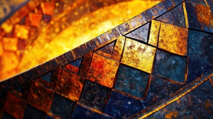 Canvas Print - Detailed shot of krater with overlapping geometric patterns bright light reveals textures