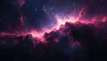Wall Mural - Colorful cosmic nebula illuminated by distant stars in a dark night sky