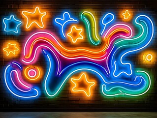 Wall Mural - Vibrant Nighttime Graffiti Art Display