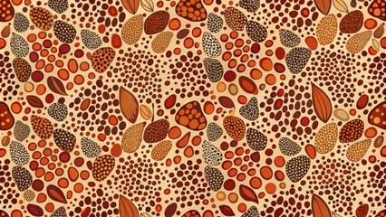 Abstract Seamless Pattern with Organic Shapes and Dots in Earthy Tones