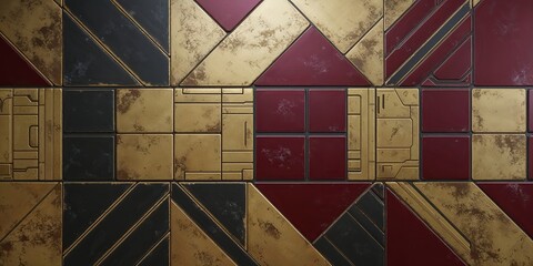 Sticker - Distressed Metal Panels with Geometric Shapes and Textures