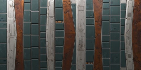 Sticker - Futuristic Metal and Stone Wall Texture