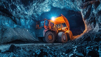 A team of miners operates large machinery deep underground, carefully extracting minerals while navigating the risks of mining work.