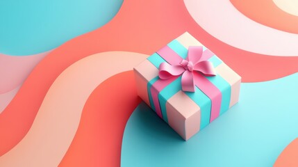 Colorful background template with copy space and gift box for holiday