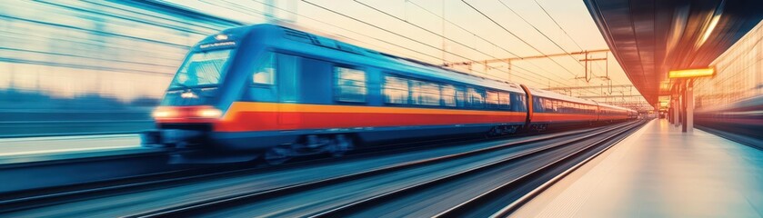 Poster - Highspeed train powered by electrical systems, side view  Showcasing advancements in transportation tech Advanced tone, Monochromatic Color Scheme