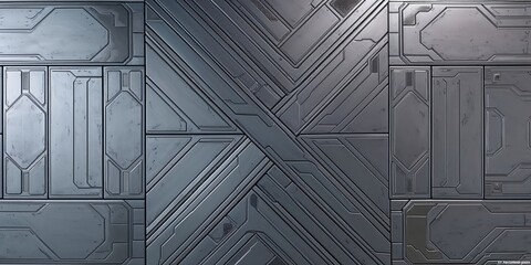 Wall Mural - Grey Metal Panel with Diagonal Lines