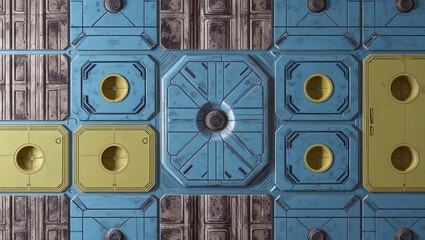 Canvas Print - Sci-Fi Blue and Yellow Tech Panel