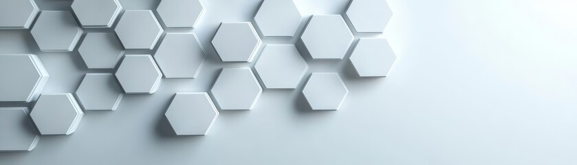 Leinwandbilder - Clean hexagonal pattern on a matte white background, 3D illustration