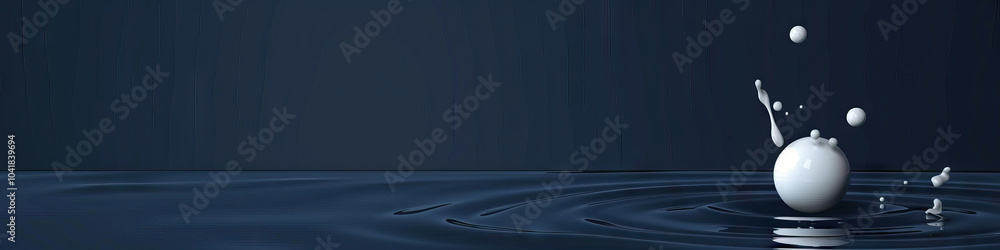Plop Splash Neutral Navy Plop: A small white ball plunges into a navy blue surface ...