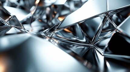 Aufkleber - The artwork showcases a mesmerizing composition of metallic surfaces with sharp angles and reflective qualities, creating a striking visual display. The intricate geometry adds depth and dynamism.