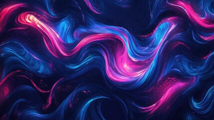 Wall Mural - Abstract swirl patterns in neon colors with glowing light effects