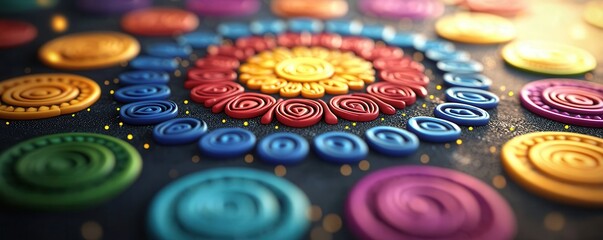 Poster - Colorful Spiral Pattern on Dark Background.