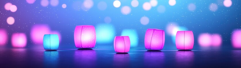 Canvas Print - Glowing Lanterns in a Bokeh Background.