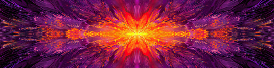 An abstract purple and orange pattern resembling a sunset or fireworks.