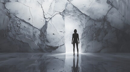 Aufkleber - In the shadow of mystery a solitary silhouette in an enigmatic realm of ice and light