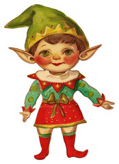 Canvas Print - PNG Elf illustration Christmas character.