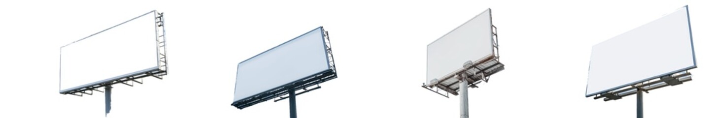 Aufkleber - Mockup of wide white display or billboard against a blue sky with white clouds. Consumerism, advertising, white screen, copy space, mockup concept.