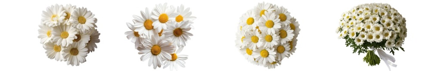 Poster - A beautiful white Daisy, Marguerite, and Chamomile isolated on white with clipping path included, with Full Depth of Field, Full Depth of Field, Focus, stacking, DoF, and focus.