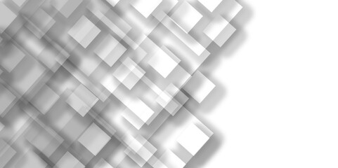 Abstract background with white, gray line and digital technology background. White geometric minimal and rectangle shape banner design. Modern background used about technology. 