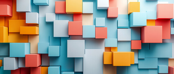 Abstract geometric blocks on light background, 3d render, Background wallpaper design