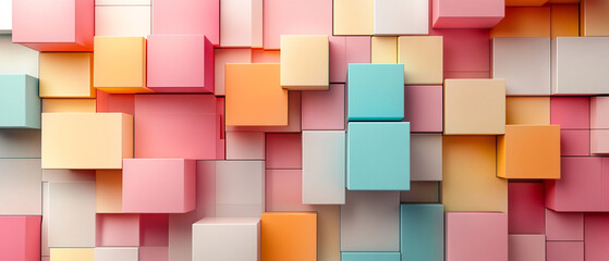 Abstract geometric blocks on light background, 3d render, Background wallpaper design