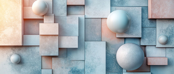 Abstract geometric blocks on light background, 3d render, Background wallpaper design