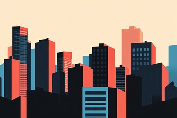 Wall Mural - a picture of a city with tall buildings