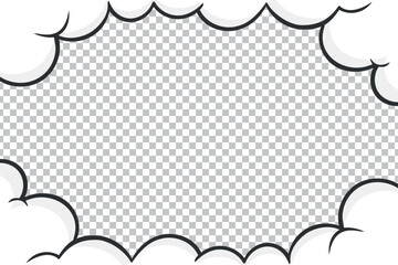 Cartoon comic clouds frame on transparent background. Vector illustration