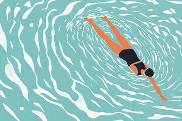 Poster - a person swimming in a body of water