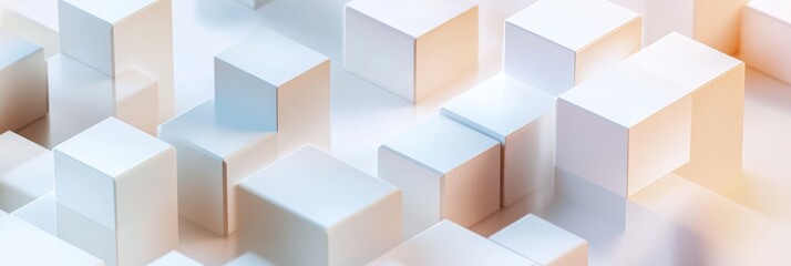 Fototapete - A collection of cubes in different sizes and shades is interconnected by diagonal lines, creating a visually striking arrangement. Generative AI