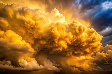 Dark yellow storm cloud cloudscape sky with forced perspective