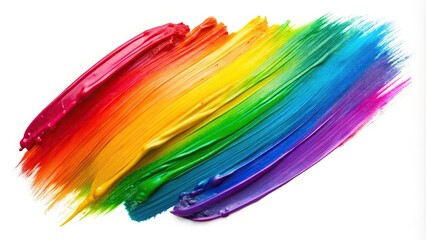 Wall Mural - Colorful paint texture stroke isolated on white background