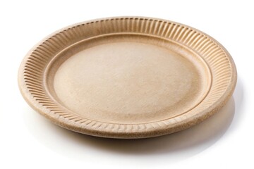 Wall Mural - Eco-friendly paper plate isolated on white background with shallow depth of field