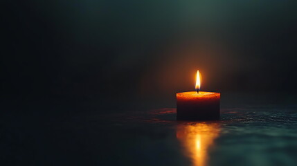 Poster - A serene candle illuminating a dark space capturing the tranquil essence of light in shadows