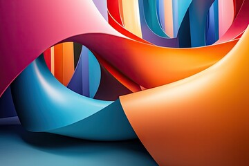 Wall Mural - colorful abstract curves and shapes, vibrant and dynamic, on a smooth surface.