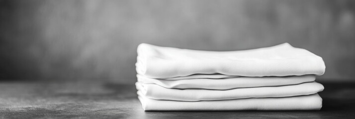 Aufkleber - The neatly folded minimalist sportswear rests on a smooth table, ready for a workout at home or a trip to the gym. Generative AI