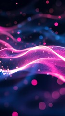 Wall Mural - abstract pink waves flowing on dark background