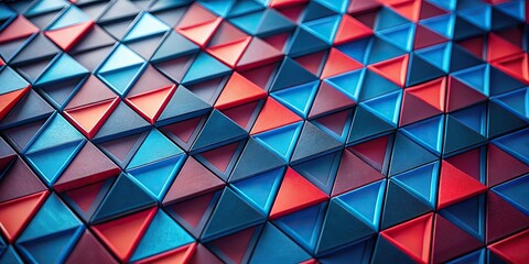 geometric abstract art with red and blue triangles Extreme Close-Up