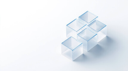 Fototapete - Clear and transparent blocks arranged creatively on light background, showcasing modern design aesthetic. simplicity and elegance of blocks evoke sense of innovation and creativity